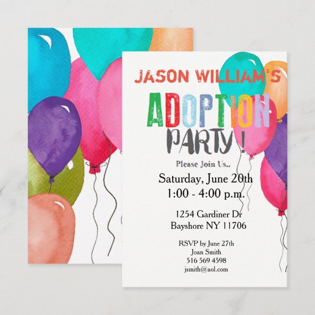 Adoptionpartysamling Inbjudningar (Fram/baksida)