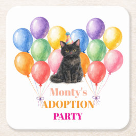 Adoptionsfest Gotcha-dagen Svart katt Husdjur Underlägg Papper Kvadrat
