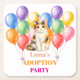 Adoptionsfest Gotcha-dagen Trikåfärgad katt Husdju Underlägg Papper Kvadrat