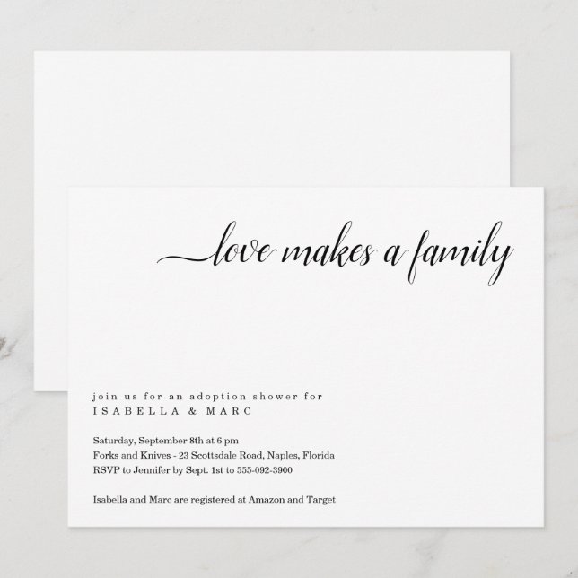 Adoptionsfirande inbjudan (för bebis eller småbarn (Fram/baksida)