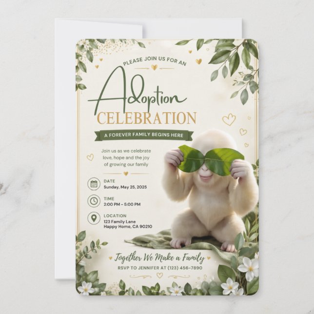 Adoptionsfirande Inbjudan Gotcha Dag Inbjudan (Framsida)