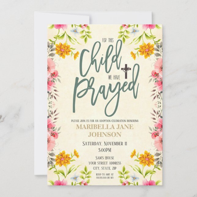 Adoptionsfirande-inbjudan Inbjudningar (Framsida)