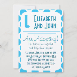 Adoptionsskjut Modern blå och vita punkter Inbjuda Inbjudningar