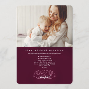 Adoptiv- fotomeddelande inbjudningar