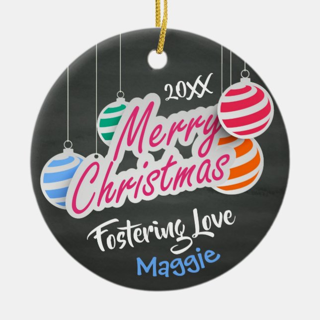 Adoptiv- - skräddarsy julprydnadadoption julgransprydnad keramik (Framsidan)