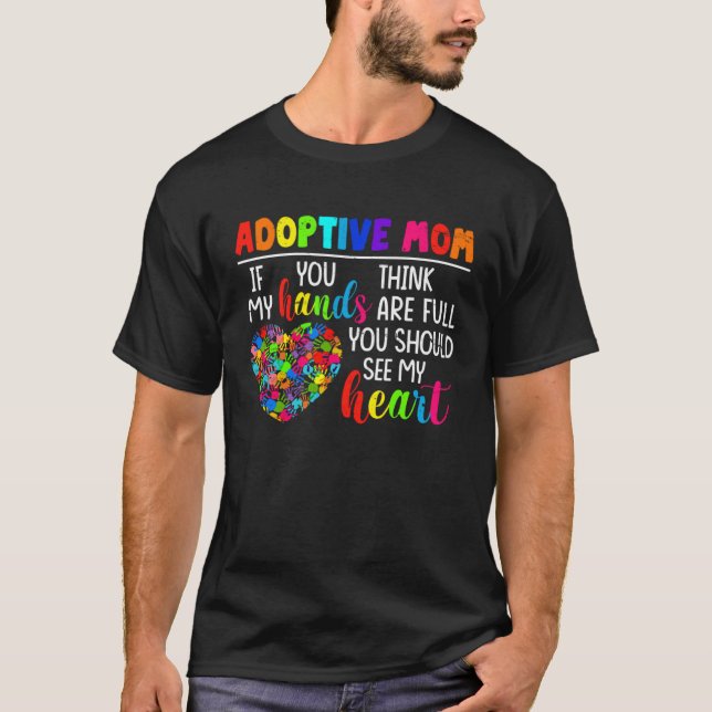 Adoptive Mom Heart Adoption  Mother s Day Parents T Shirt (Framsida)