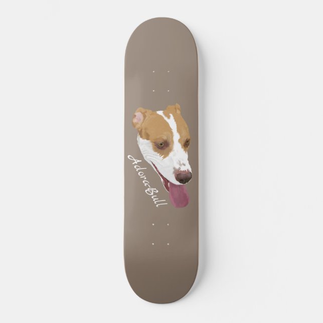 Adora-Bull Pitbull Terrier Mix Mini Skateboard Bräda 18,5 Cm (Framsida)