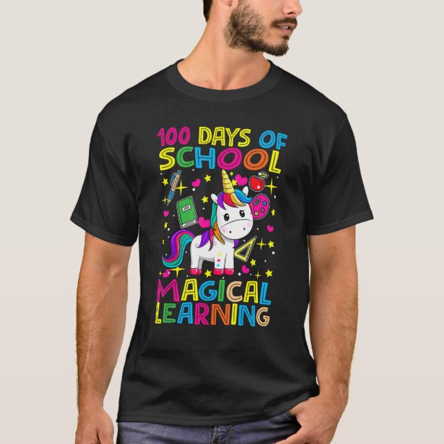 Adorable 100 Days of Magical Learning School Unico T Shirt (Framsida)
