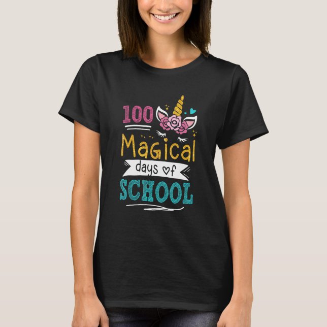 Adorable 100 Days of Magical Learning School Unico T Shirt (Framsida)