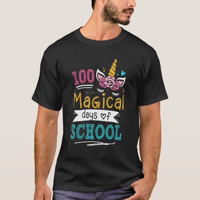 Adorable 100 Days of Magical Learning School Unico T Shirt (Framsida)