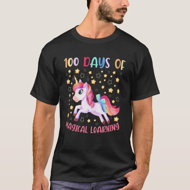 Adorable 100 Days of Magical Learning School Unico T Shirt (Framsida)