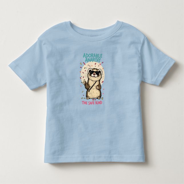 Adorable Anarchy Cute Punk Ferret Cartoon T-Shirt (Framsida)