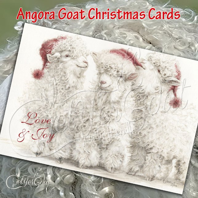 Adorable Angora Goat Christmas Trio  Kort (Skapare uppladdad)