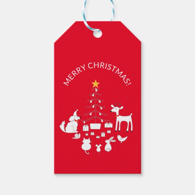 ADORABLE ANIMALS BY JULGRAN RED GIFT MÄRKRE PRESENTETIKETT (Framsidan)