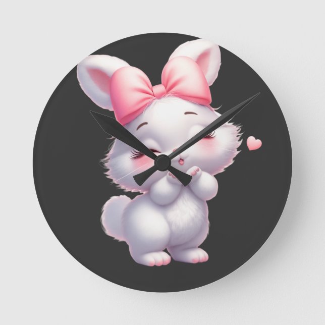 Adorable Baby Bunny Illustration Rund Klocka (Framsida)