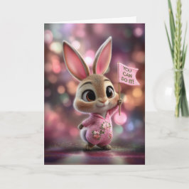 Adorable Baby Bunny in Pink Hoodie Encouragement Kort