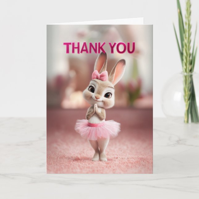 Adorable Baby Bunny in Pink Tutu Thank You Kort (Framsida)