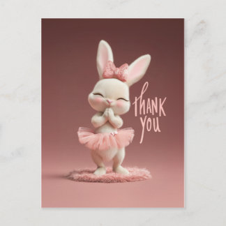 Adorable Baby Bunny in Pink Tutu Thank You Vykort