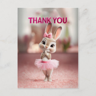 Adorable Baby Bunny in Pink Tutu Thank You Vykort