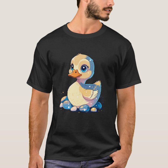Adorable Baby Duckling with Stars Nursery T Shirt (Framsida)