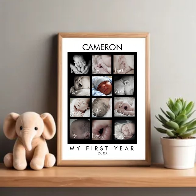 Adorable Baby First Year 12 Month Photo Collage  Poster (Skapare uppladdad)