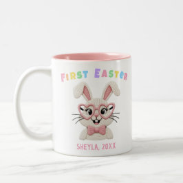Adorable Baby Girl Boy First Easter Bunny Name Två-Tonad Mugg