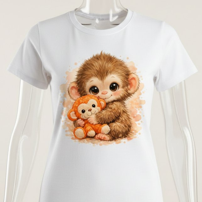 Adorable Baby Monkey Hugging Plush Toy  T Shirt (Skapare uppladdad)