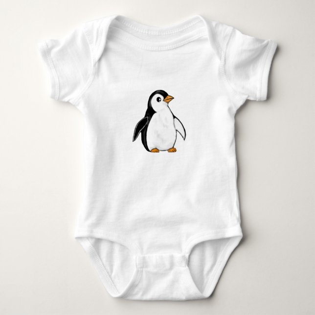 Adorable Baby Penguin Airbrush-Style Art Animal T Shirt (Framsida)