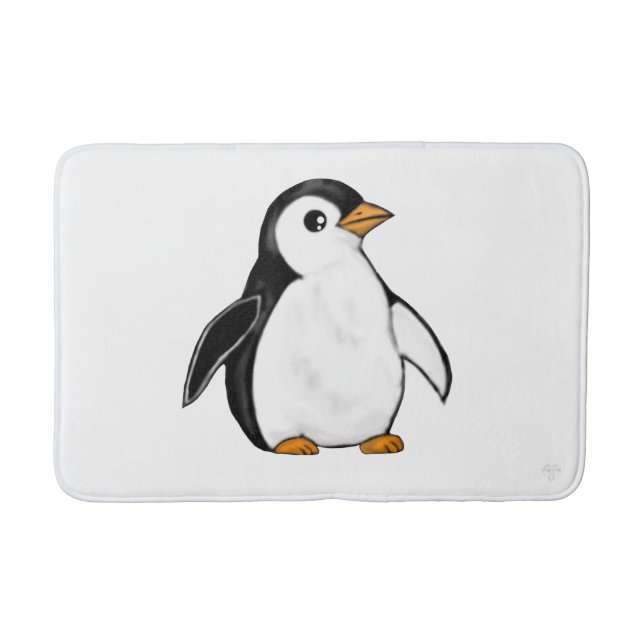 Adorable Baby Penguin Airbrush-Style Winter Art Badrumsmatta (Framsidan)