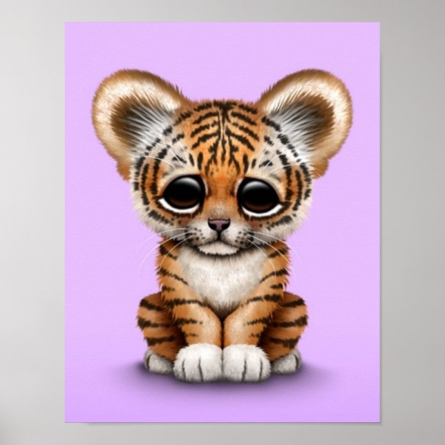 Adorable Baby Tiger Cub on Purple Poster (Framsidan)