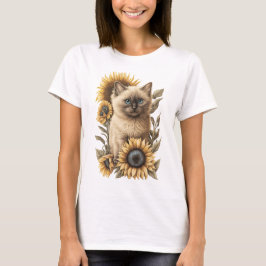 ADORABLE BALINESE KITTEN with SUNFLOWERS T Shirt