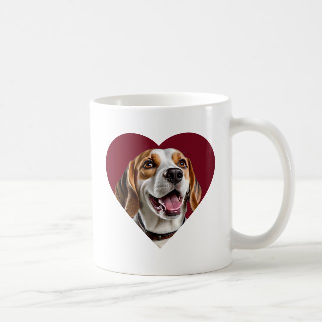 Adorable Beagle in Heart Shape Design Kaffemugg (Höger)