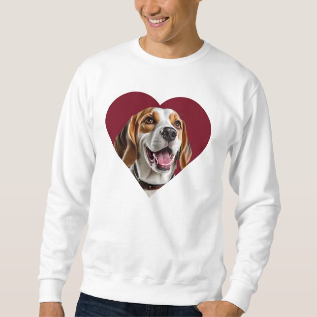 Adorable Beagle in Heart Shape Design Lång Ärmad Tröja (Framsida)