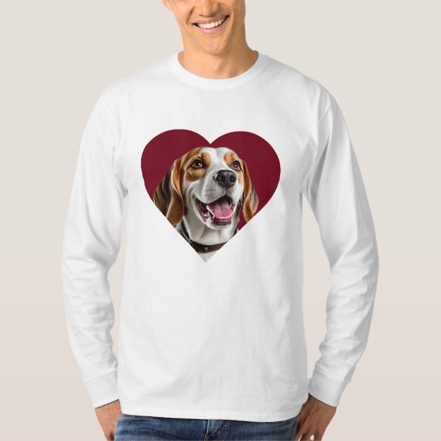 Adorable Beagle in Heart Shape Design T Shirt (Framsida)