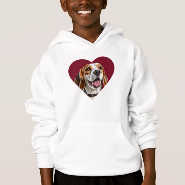 Adorable Beagle in Heart Shape Design T Shirt (Framsida)