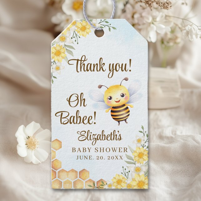 Adorable Bee Baby shower Gender Neutral Presentetikett (Skapare uppladdad)