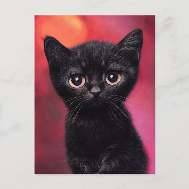 Adorable Black Kitten Vykort (Framsida)
