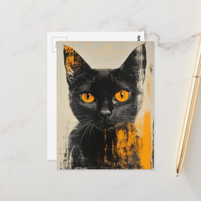 adorable black kitty vykort (Fram/Back In Situ)