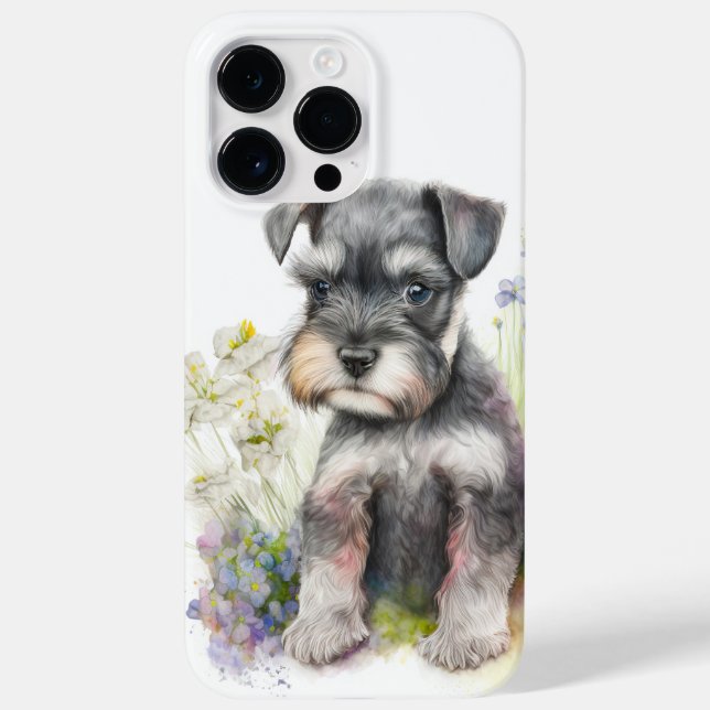 ADORABLE BLACK SILVER WATERCOLOR SCHNAUZER PUPPY (Baksida)