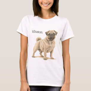 ADORABLE BLACK & TAN PUG HUND T SHIRT