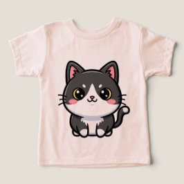 Adorable Black White Kawaii Kitten T Shirt