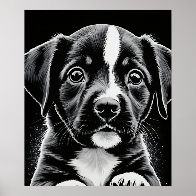 Adorable Black & White Puppy Poster (Framsidan)