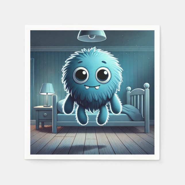 Adorable Blue Fluffy Creature Pappersservett (Framsidan)