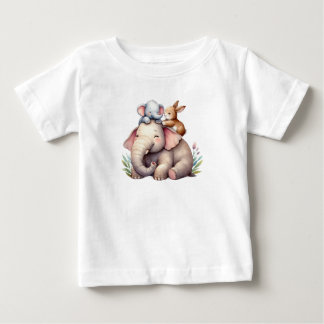Adorable Boho Shirt for Babies | Elephant & Bunny  T Shirt