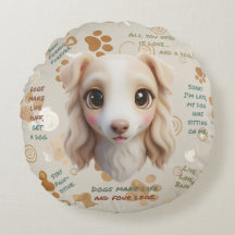 Adorable Borzoi Face Cushion Round Pillow