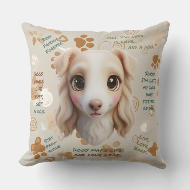 Adorable Borzoi Face Cushion Throw Pillow Kudde (Framsida)