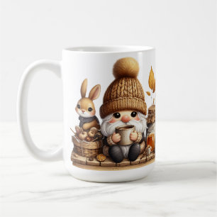 ADORABLE BROWN & GRÅTT FALL AUTUMN GNOMES KAFFEMUGG