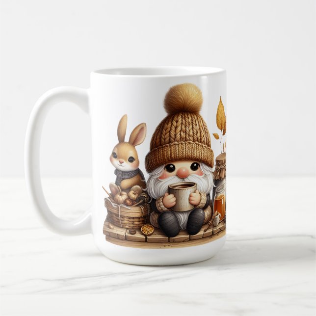 ADORABLE BROWN & GRÅTT FALL AUTUMN GNOMES KAFFEMUGG (Vänster)