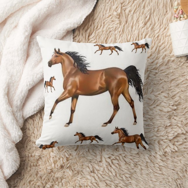 Adorable Brown Shinny Horse Throw Pillow  Kudde (Filt)