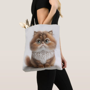 ADORABLE BROWN WHITE TECKNAD FANTASY CAT TYGKASSE
